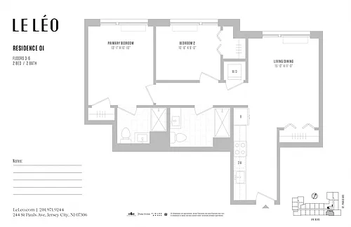 Floor plan 2 Bed 2 Bath A