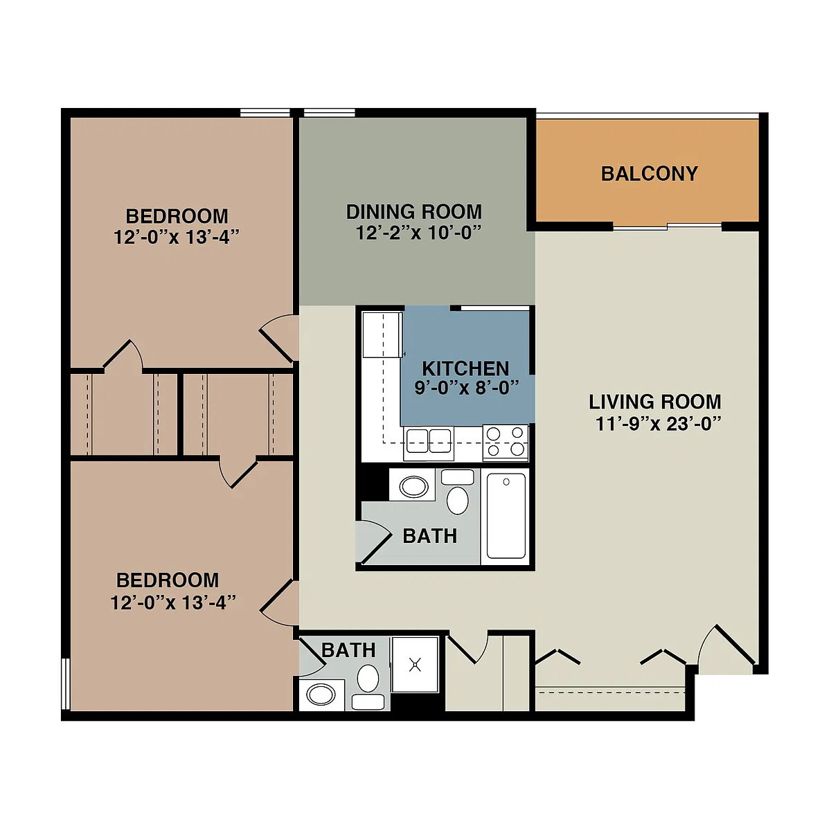 Floor plan 2B - 2 Bedroom