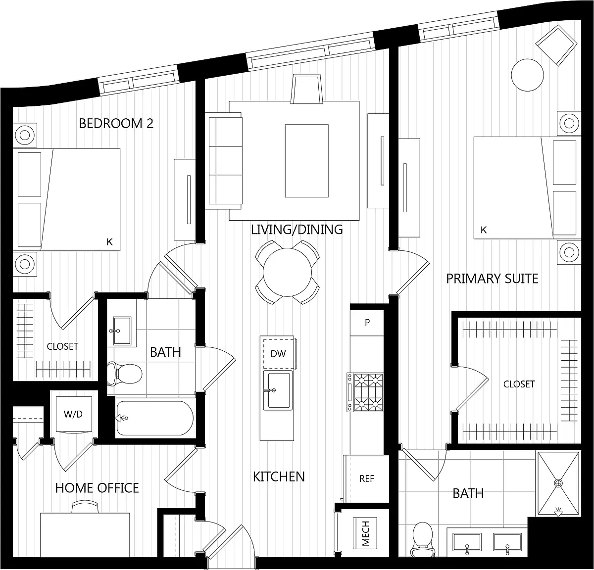 Floor plan 2 Bed/2 Bath-I1M