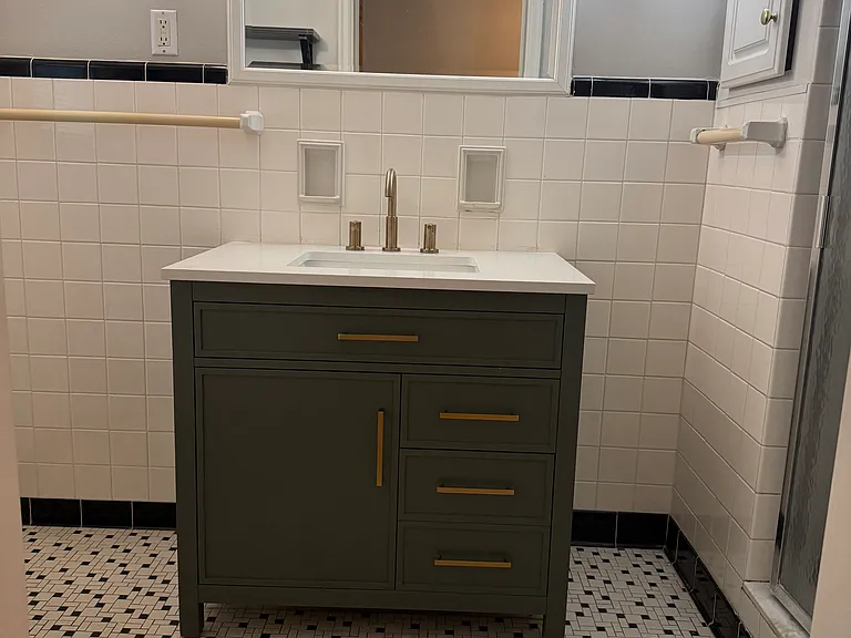 Upstairs 3/4 bathroom with new vanity