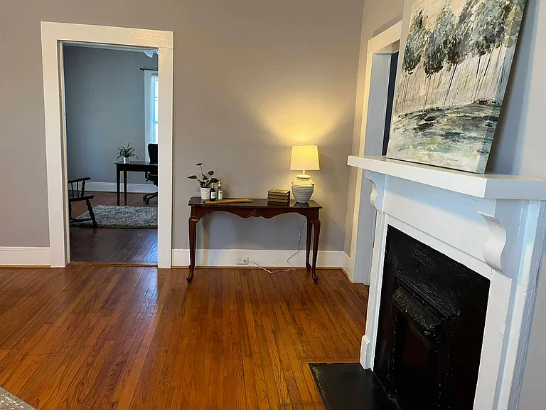 Looking into office or second bedroom from living room