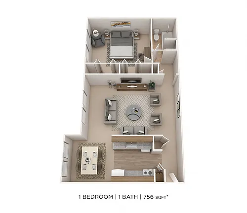 Floor plan One Bedroom - 756 sqft