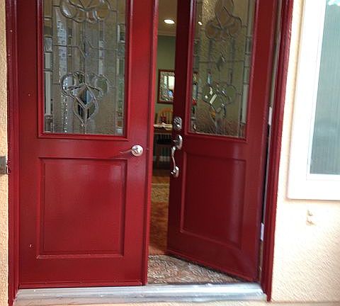 Double door leaded glass