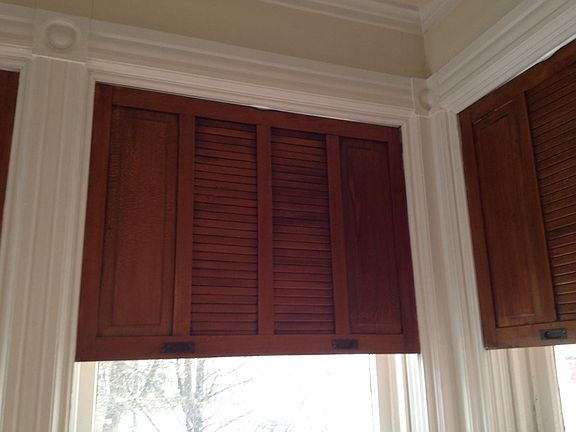Historic shutters in dining room