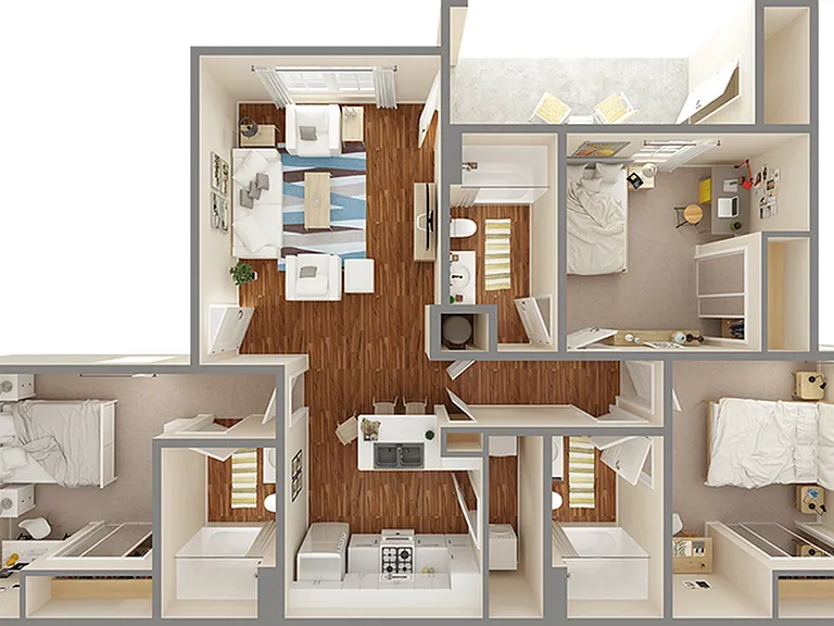 University Trails College Station 3x3L Premium Floor Plan University Trails College Station 3x3L Premium Floor Plan