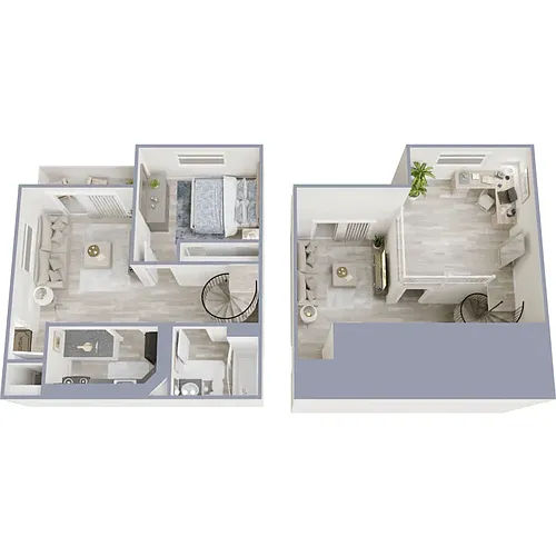 Floor plan One bedroom one bathroom loft