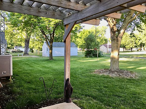Pergola-covered patio