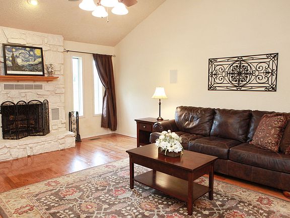 Great fireplace featured in the family room