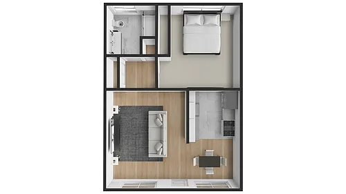 Floor plan 216 Layout A - 1 bed 1 bath