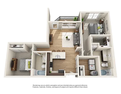 Floor plan 1x2+Den (a14)