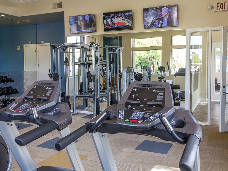 Stay active with a fully equipped fitness center right at home.