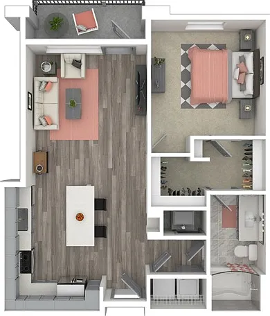 The MUSE | ONE BEDROOM, ONE BATH, 821 TOTAL SF WITH BALCONY/PATIO The MUSE | ONE BEDROOM, ONE BATH, 821 TOTAL SF WITH BALCONY/PATIO