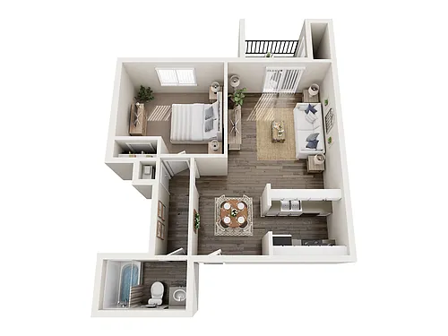 Floor plan One Bedroom One Bathroom B