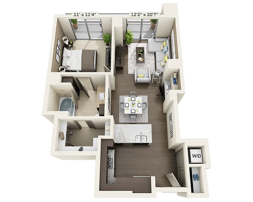 Floor plan One Bedroom A1I