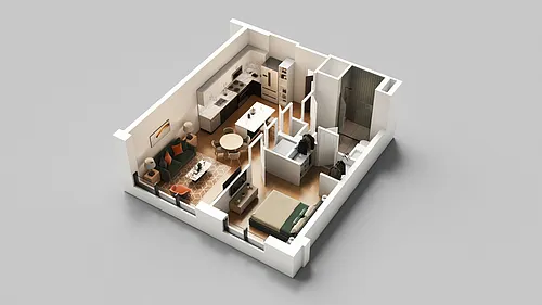 Floor plan A1B One Bedroom One Bathroom