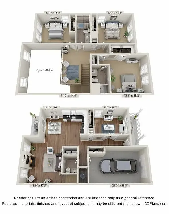 Floor plan 3 Bedroom Townhome