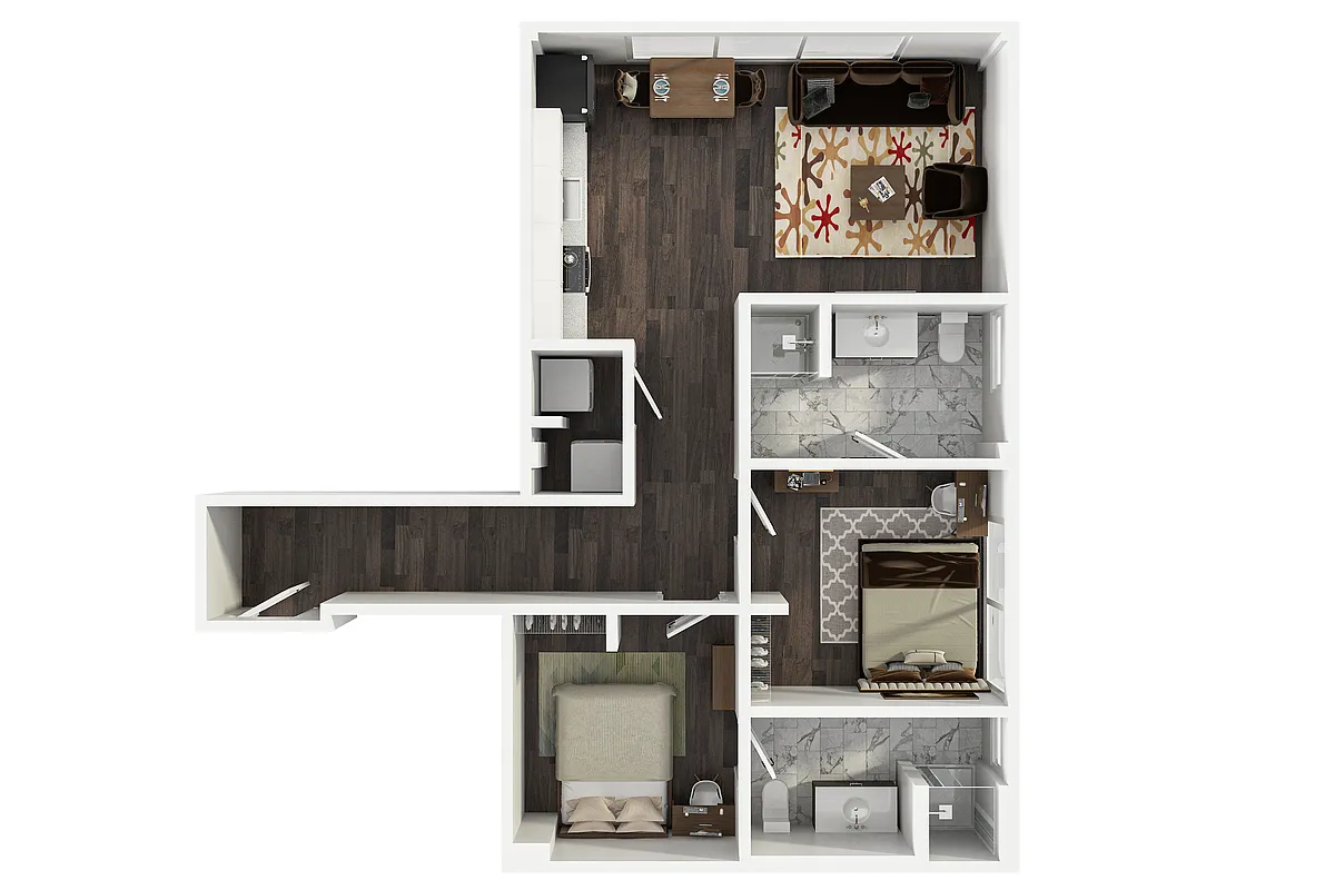 Floor plan The U 2BR 2BA The Sixty-One