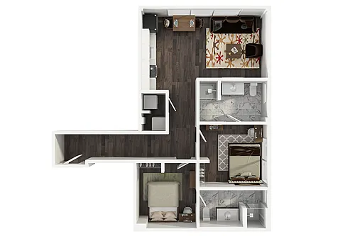 Floor plan The U 2BR 2BA The Sixty-One