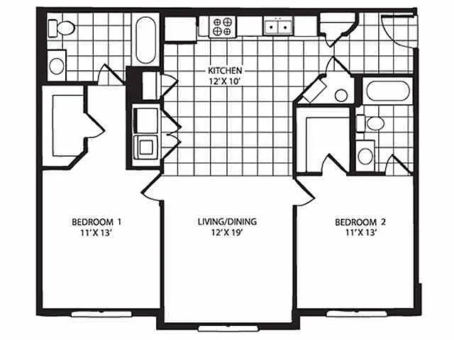 Floor plan 2 Bed 2 Bath