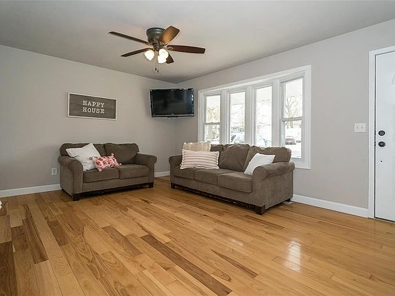 Great Room has a large bow window that lets in lots of natural light.