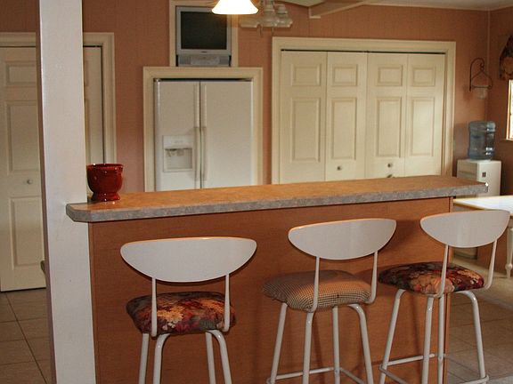 kitchen with elevated bar