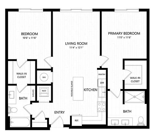 Floor plan B1-2X2