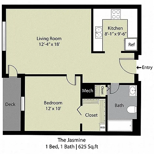 Floor plan The Jasmine - 1 Bed/1 Bath