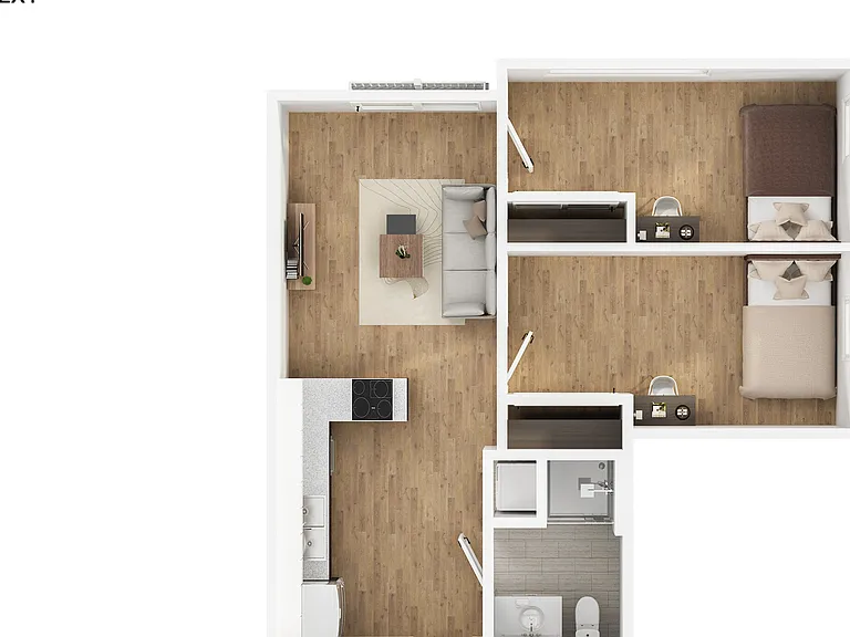 Explore this stylish apartment layout, perfect for modern urban living. Explore this stylish apartment layout, perfect for modern urban living.