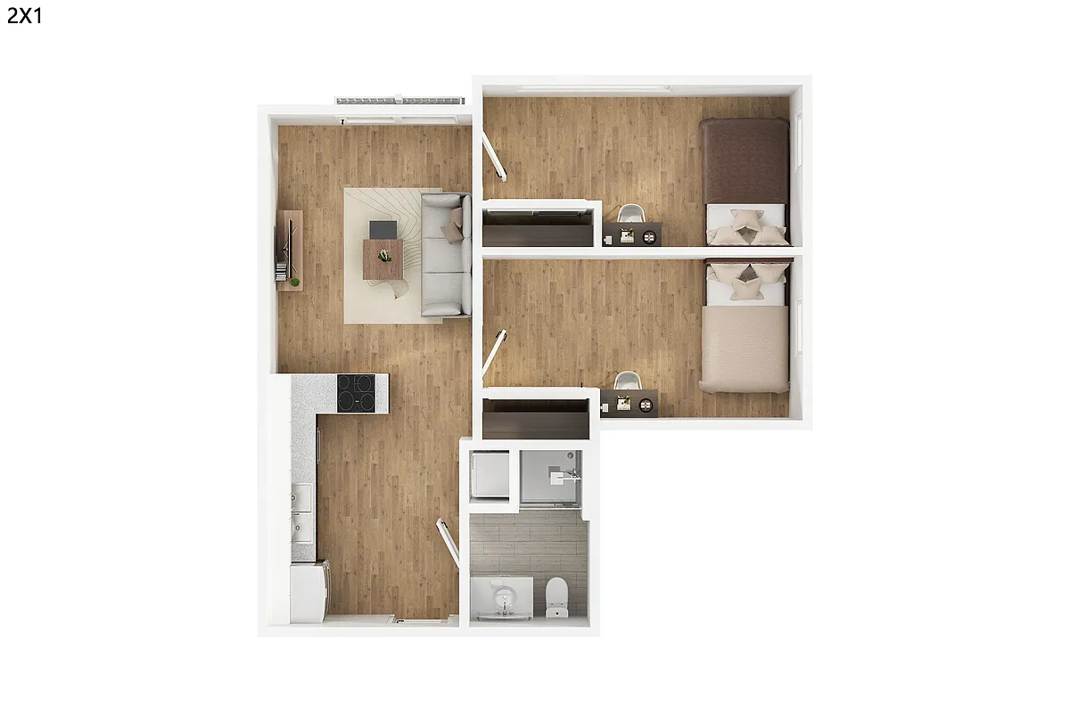 Floor plan 2 Bed 1 Bath