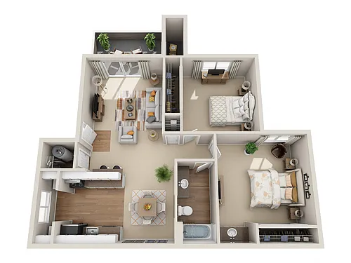 Floor plan Two Bedroom 1 Bath