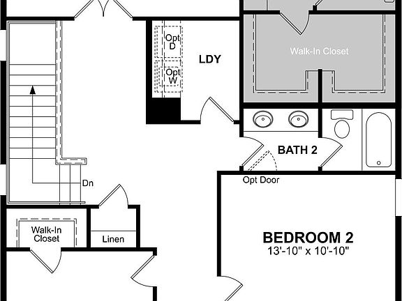 Example of floor plan. Choice bath B selected.