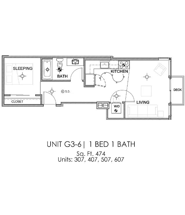 Floor plan Open 1x1