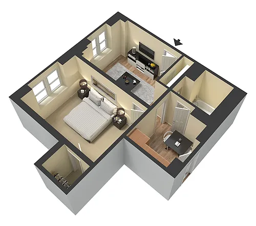 Floor plan 1BD - 1BTH