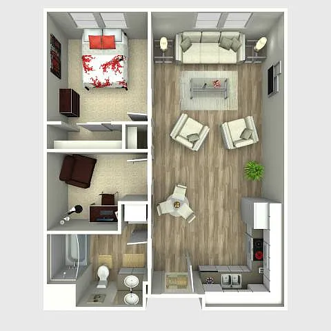 Floor plan 1 Bedroom with Den