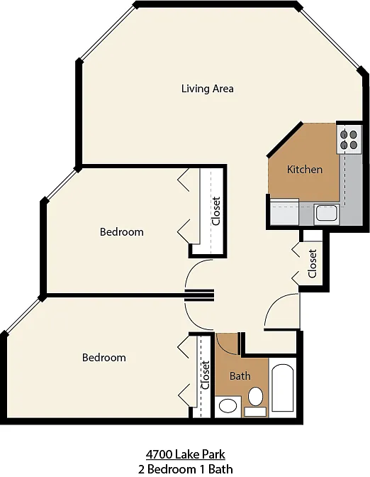 Floor plan 2 Bed 1 Bath
