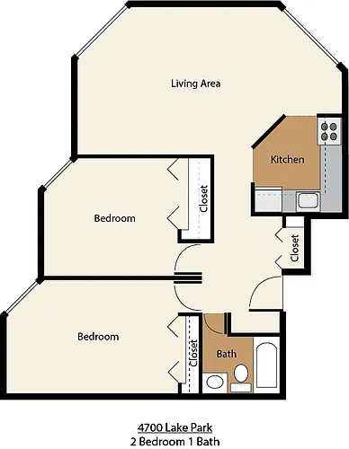 Floor plan 2 Bed 1 Bath