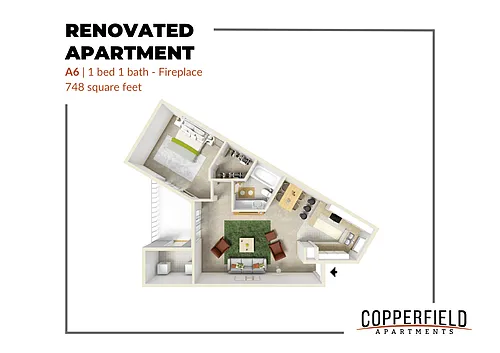 Floor plan A6 Renovated with Fireplace
