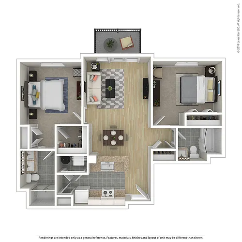 Floor plan 2 BR 2 BA Momument