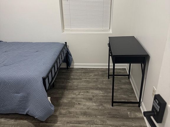 bed and desk view (chair is included with desk)