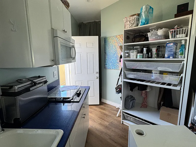 Kitchen with microwave