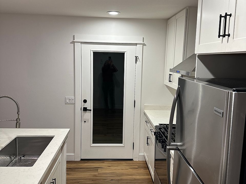 Facing French door to private patio