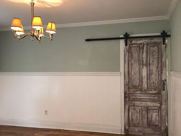 living room with barn door