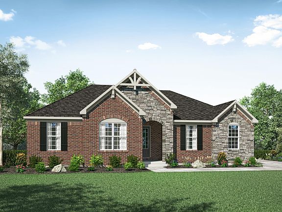 one-story home with brick and stone