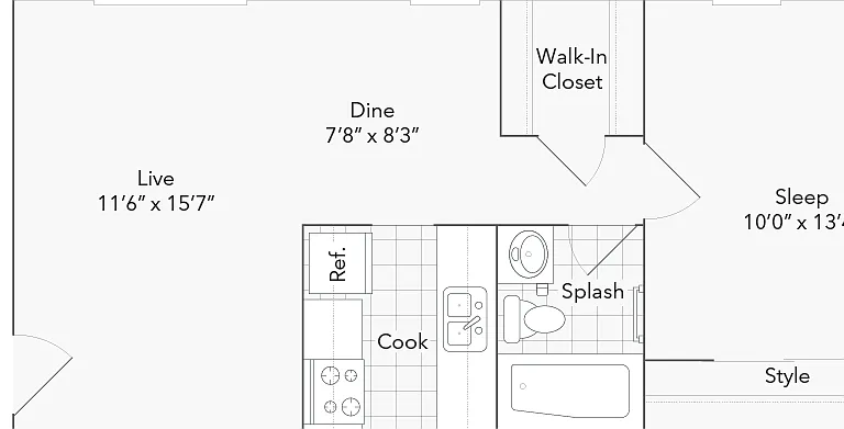 A1 is a 533 sqft 1-Bed 1-Bath Apartments Home A1 is a 533 sqft 1-Bed 1-Bath Apartments Home