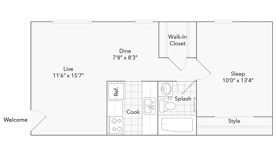 Floor plan 1 Bed 1 Bath