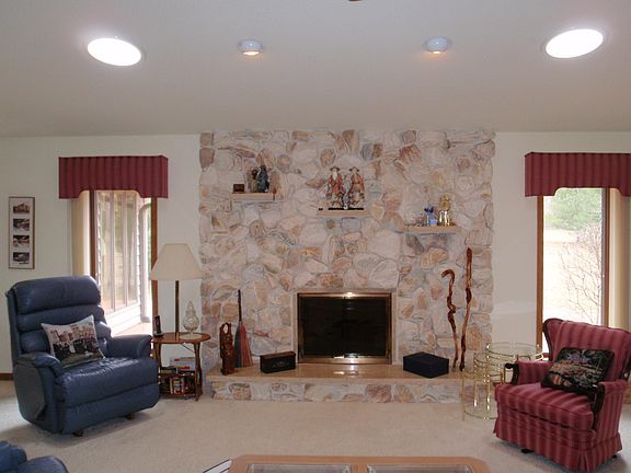 Gas Fireplace.  Solar Lights