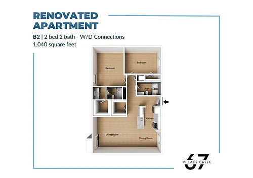 Floor plan B2 (W/D Connections) Renovated