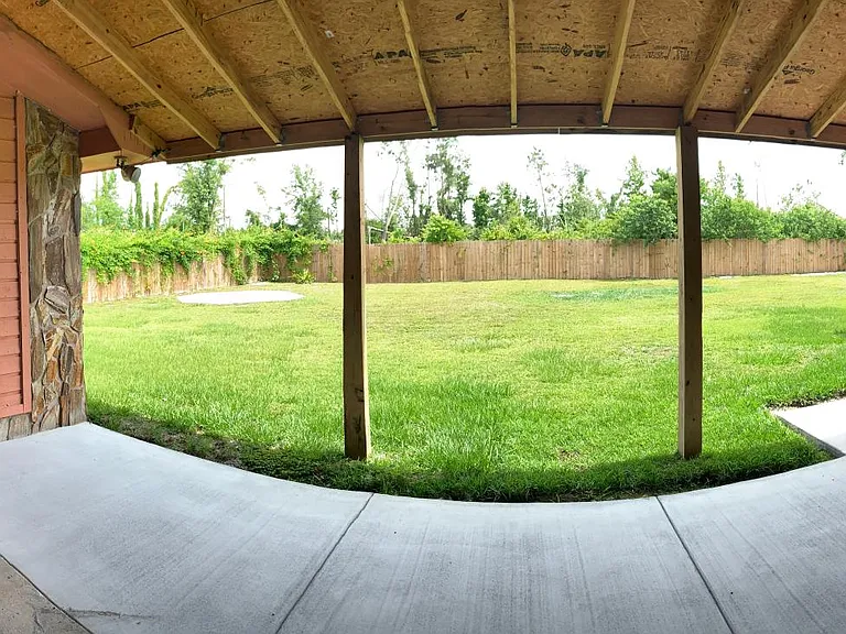 Pano of the back yard and patio. This will be screened in soon.