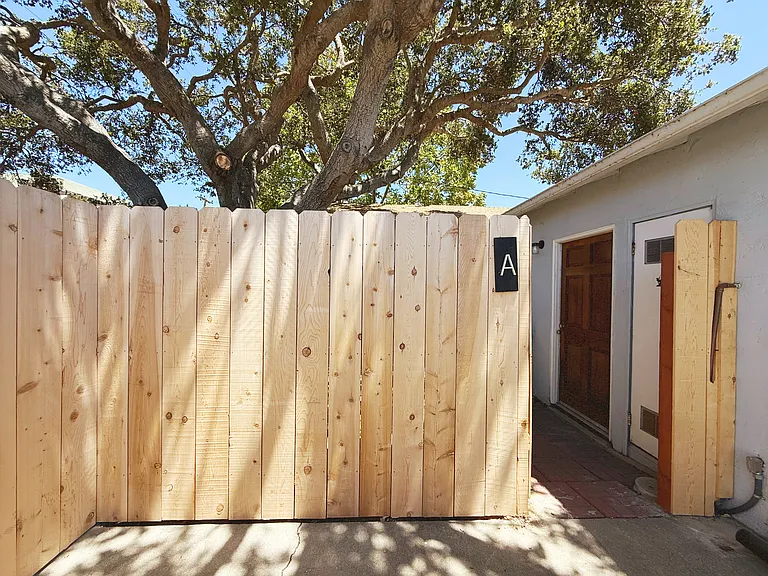 entrance to the studio. Gate has a door for complete privacy.