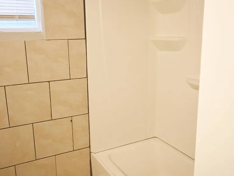 Large shower and window in a unit at Benson Crest Apartments.